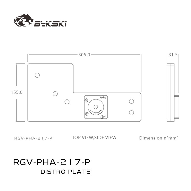 Distro Plate Ddc Pump Combo - แผ่นอะคริลิค Bykski RGV-PHA-217-P สำหรับใส่ในเคส PHANKTEKS ES217XE